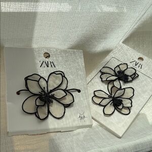 Zara Flower Fabric Earrings‎ And Chocker Necklace Set